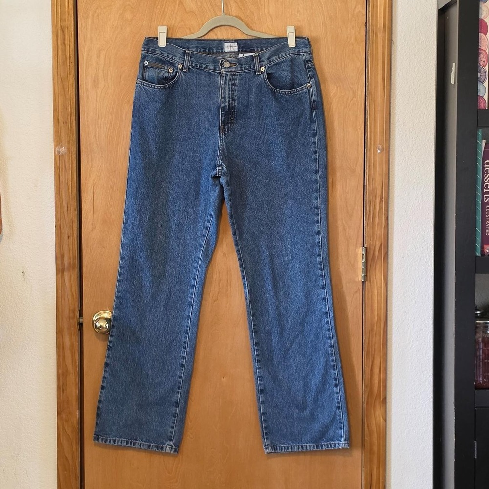 VTG Calvin Klein 90s 100% Cotton Straight Leg Denim Jeans Medium Wash Size 14